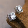 Dainty Square Studs with Clear Glass Crystals