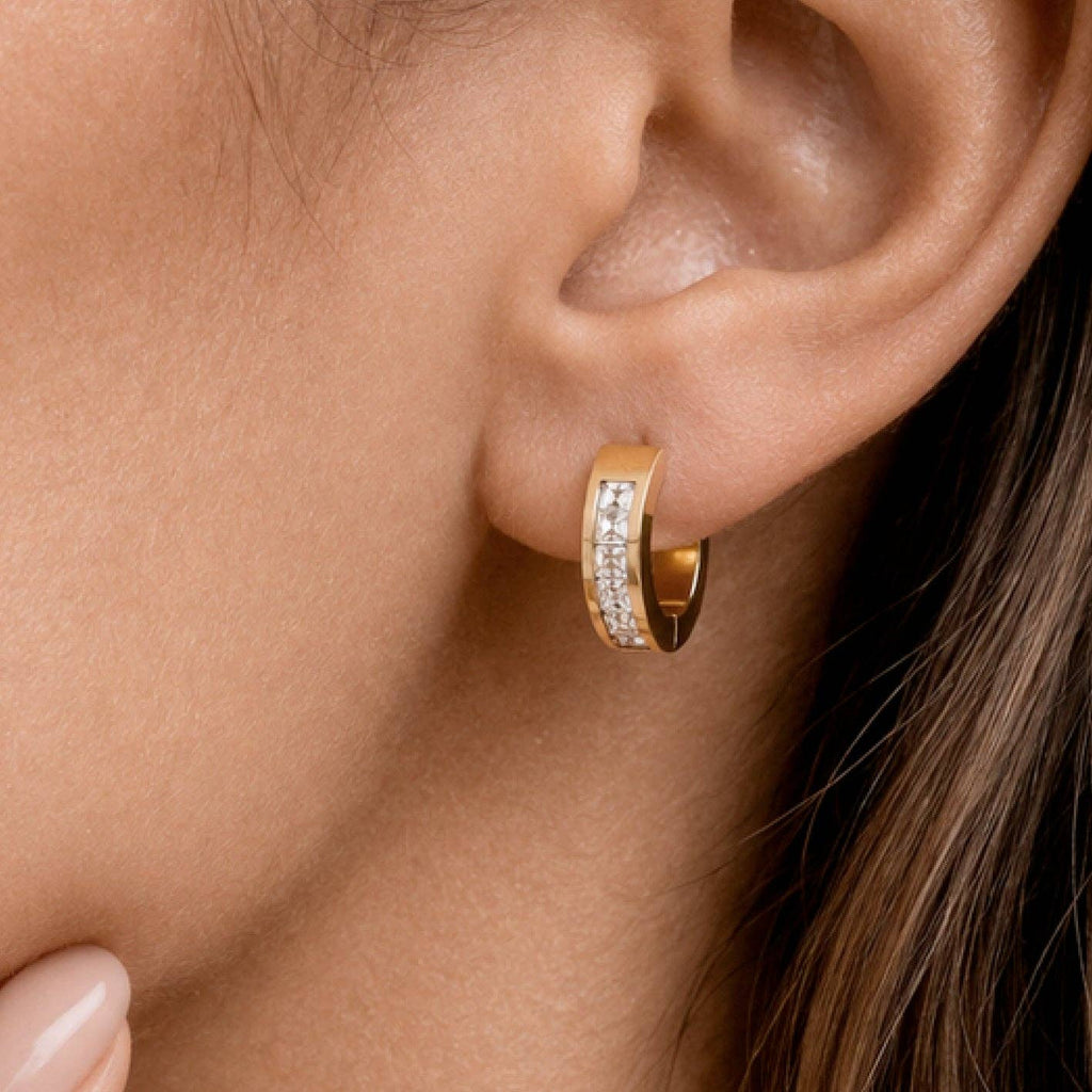 18K Gold Plated Waterproof Stainless Steel Hoop Earrings