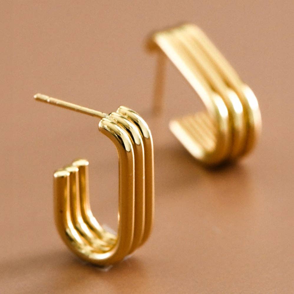 18K Gold Plated Waterproof Stainless Steel Hoop Earrings