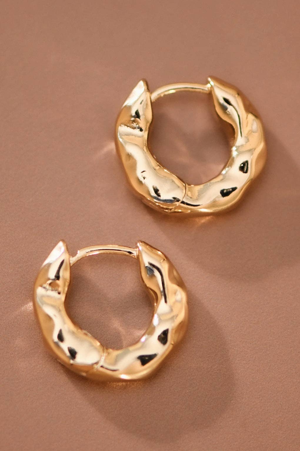 Gold Plated Small Hammered Hoops