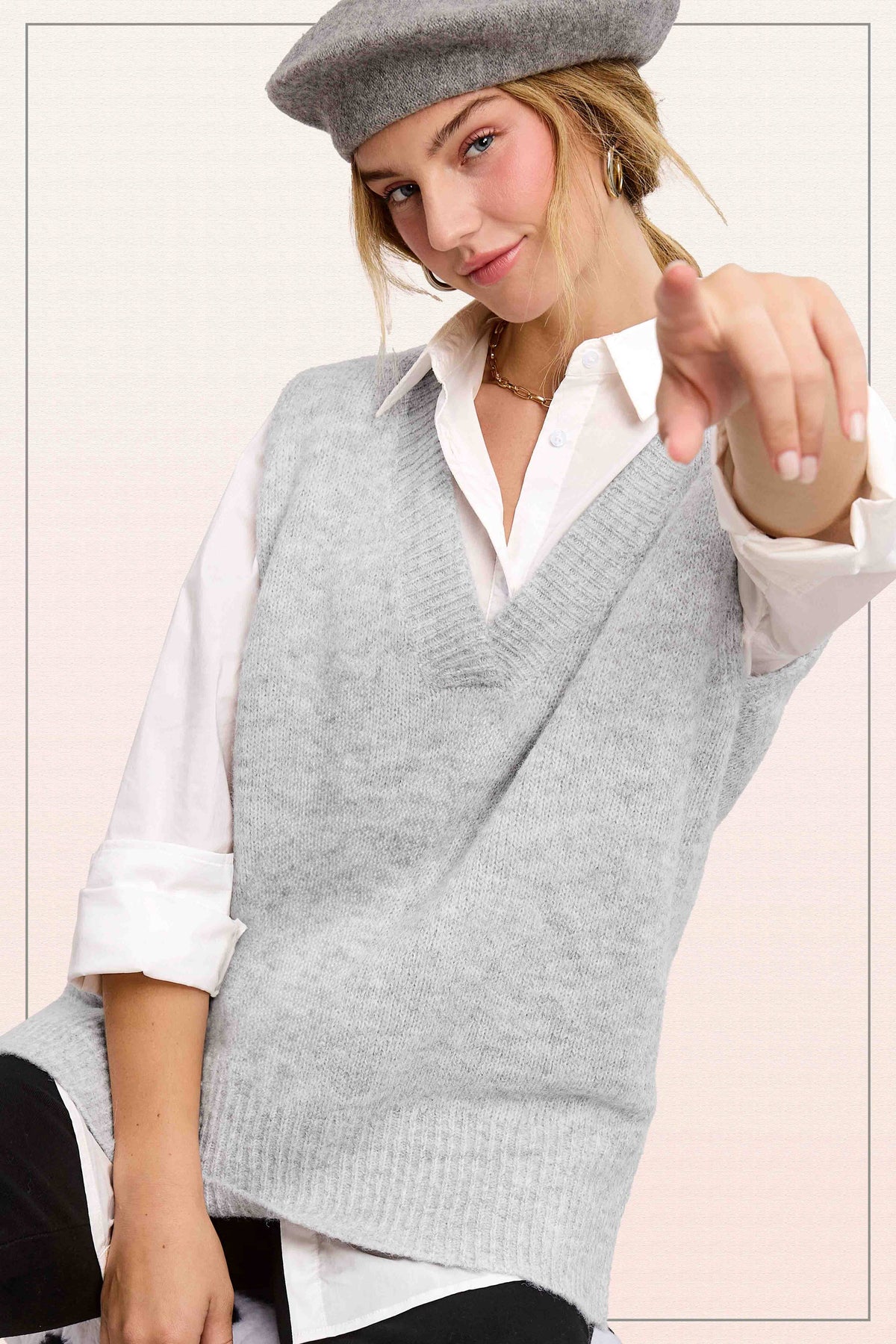 Oversized Soft Knit Sweater Vest