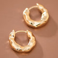 Gold Plated Small Hammered Hoops