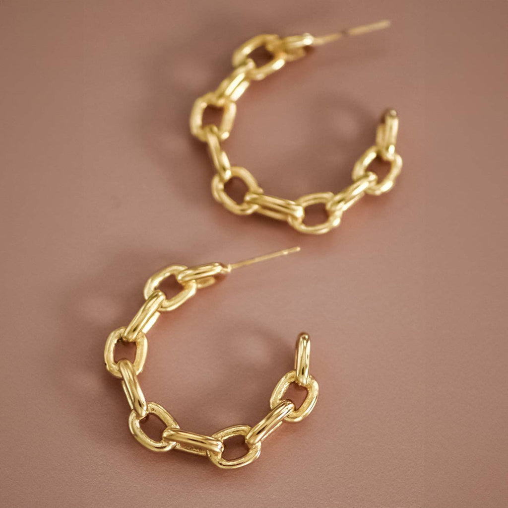 18K Gold Plated Waterproof Stainless Steel Hoop Earrings