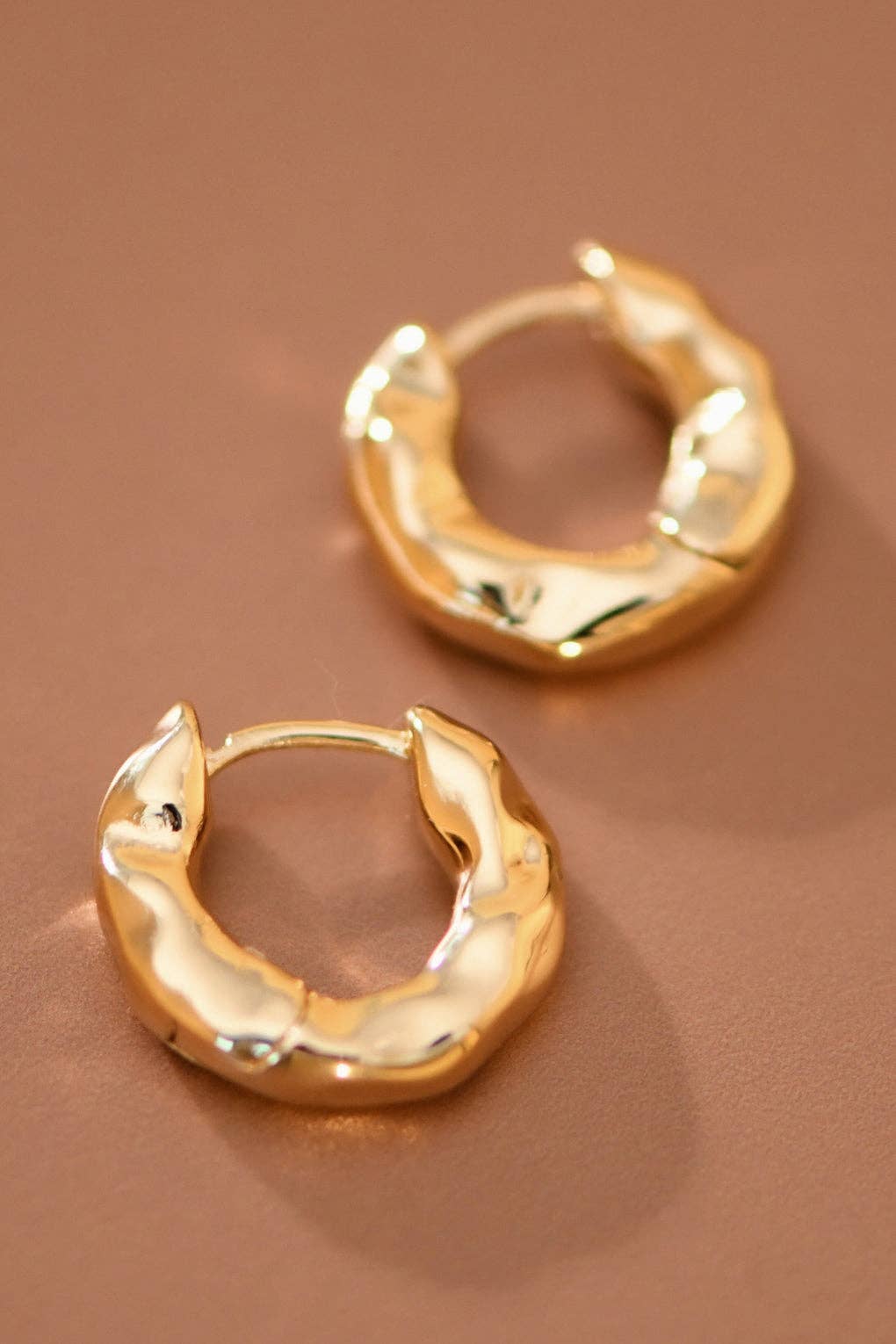 Gold Plated Small Hammered Hoops