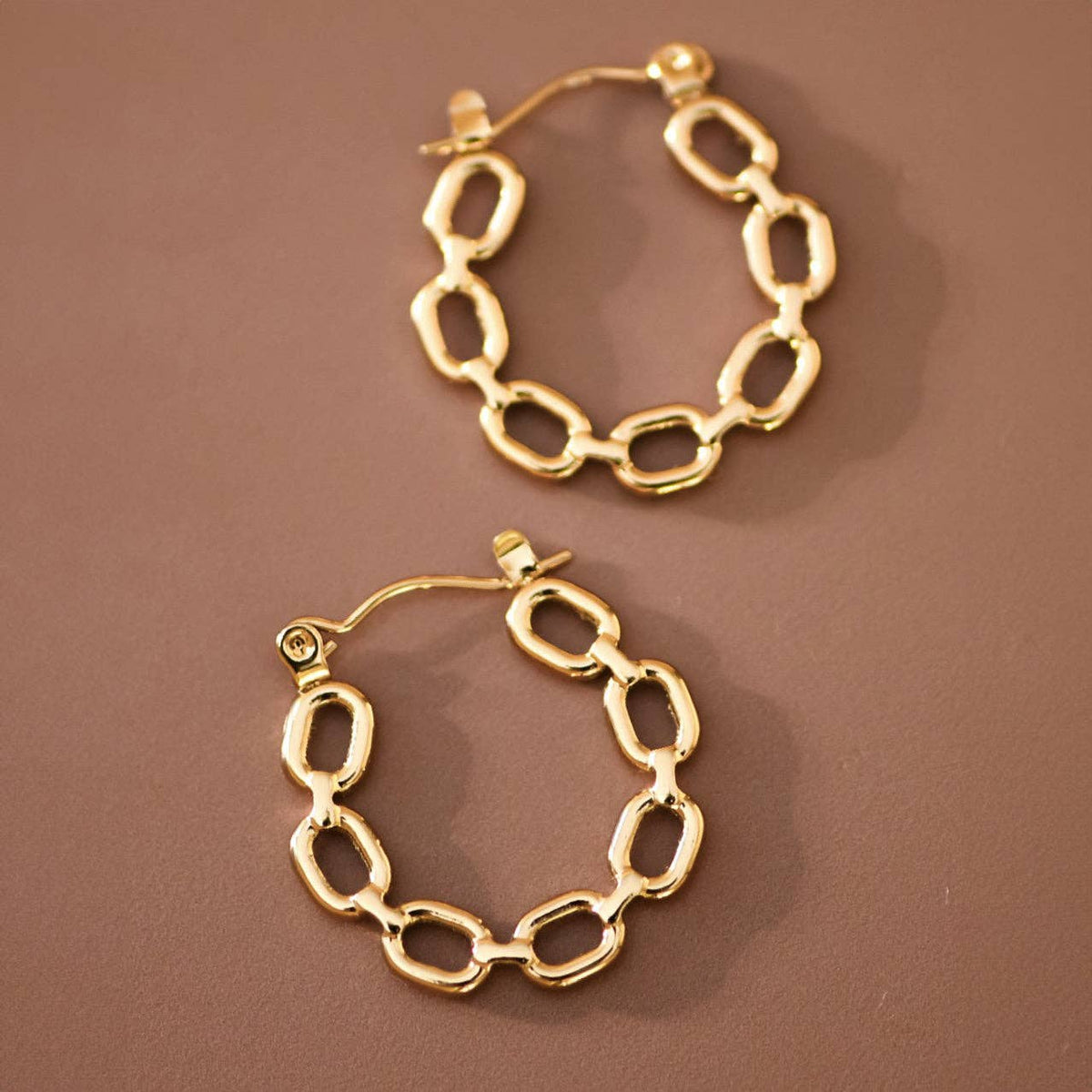 18K Gold Plated Waterproof Stainless Steel Hoop Earrings