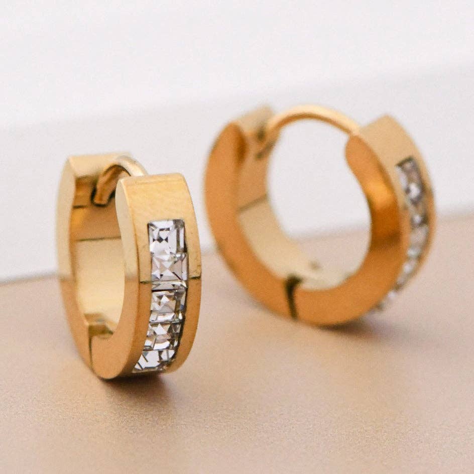18K Gold Plated Waterproof Stainless Steel Hoop Earrings