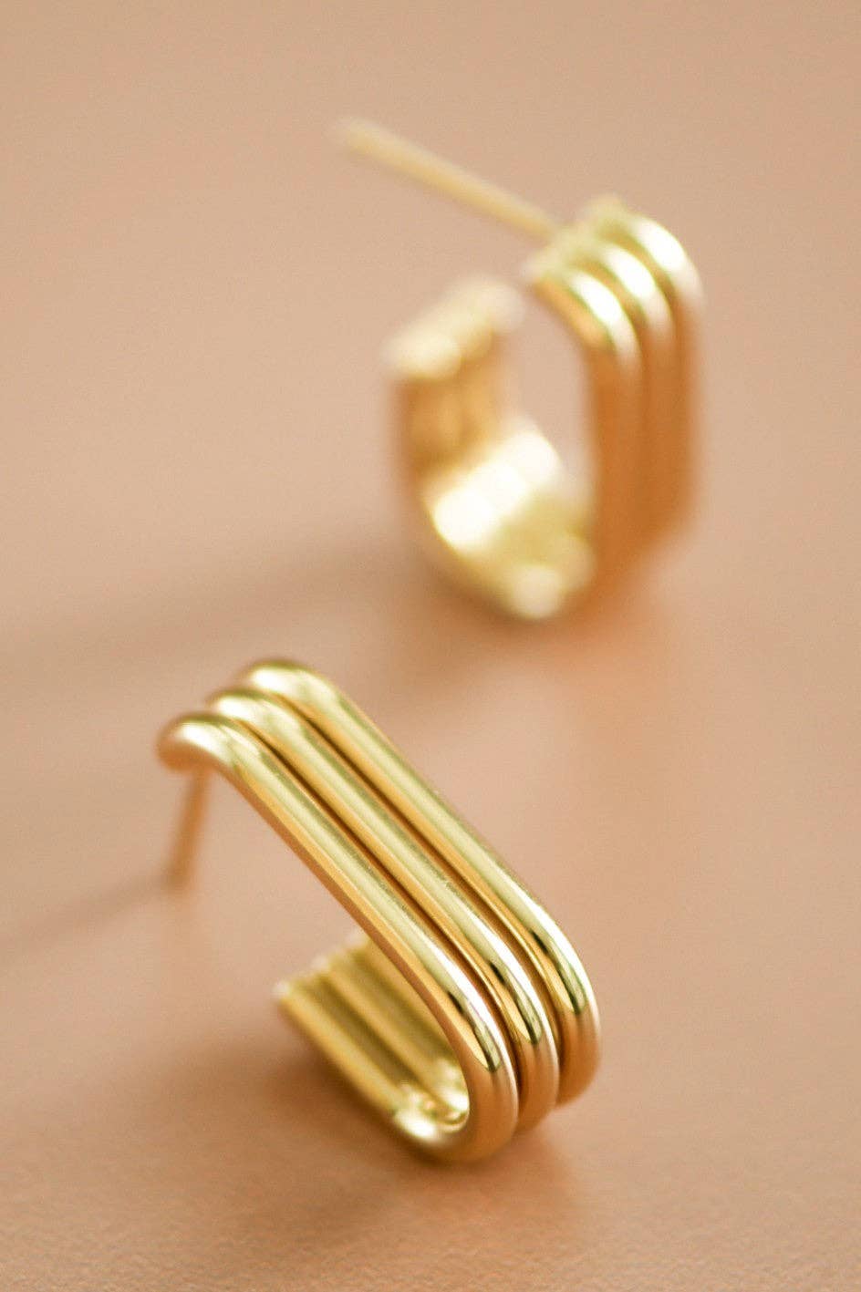 18K Gold Plated Waterproof Stainless Steel Hoop Earrings