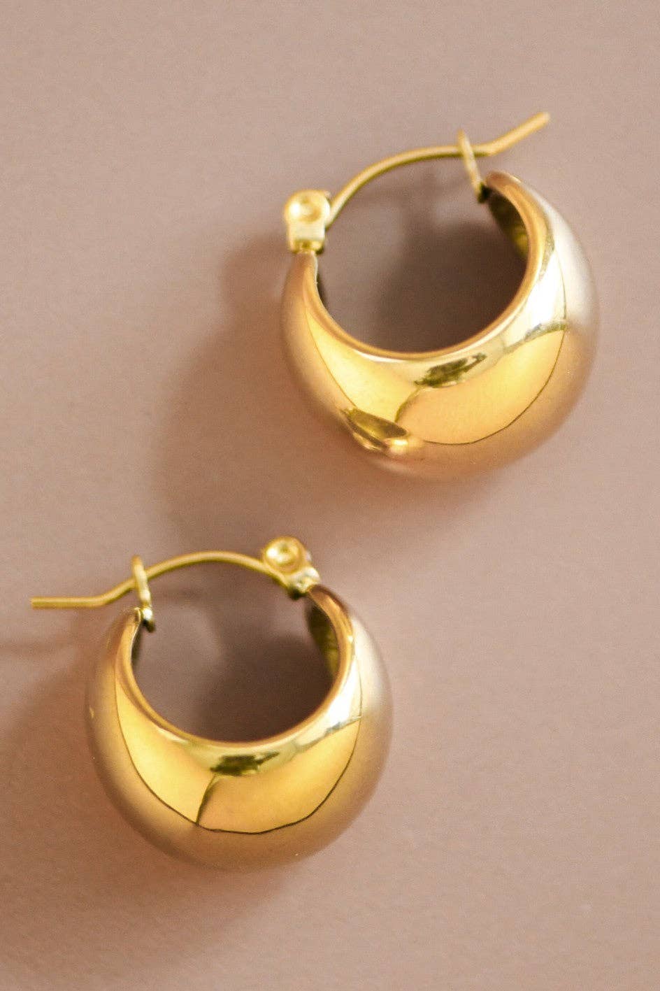 18K Gold Plated Waterproof Stainless Steel Hoop Earrings