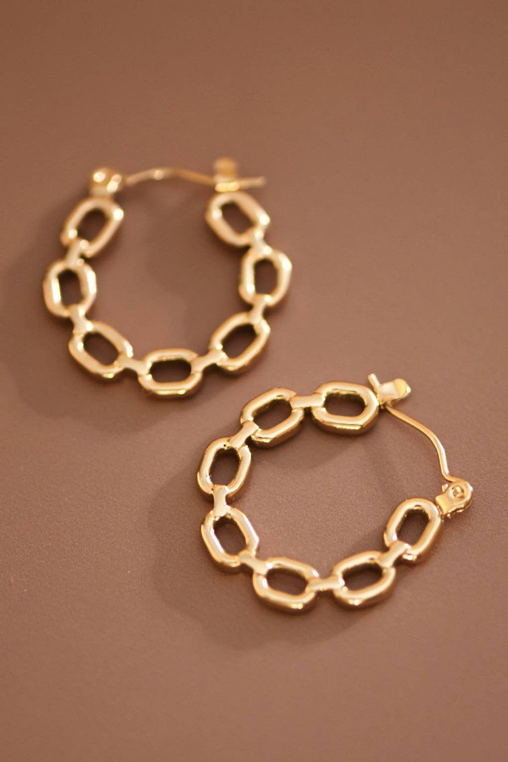 18K Gold Plated Waterproof Stainless Steel Hoop Earrings