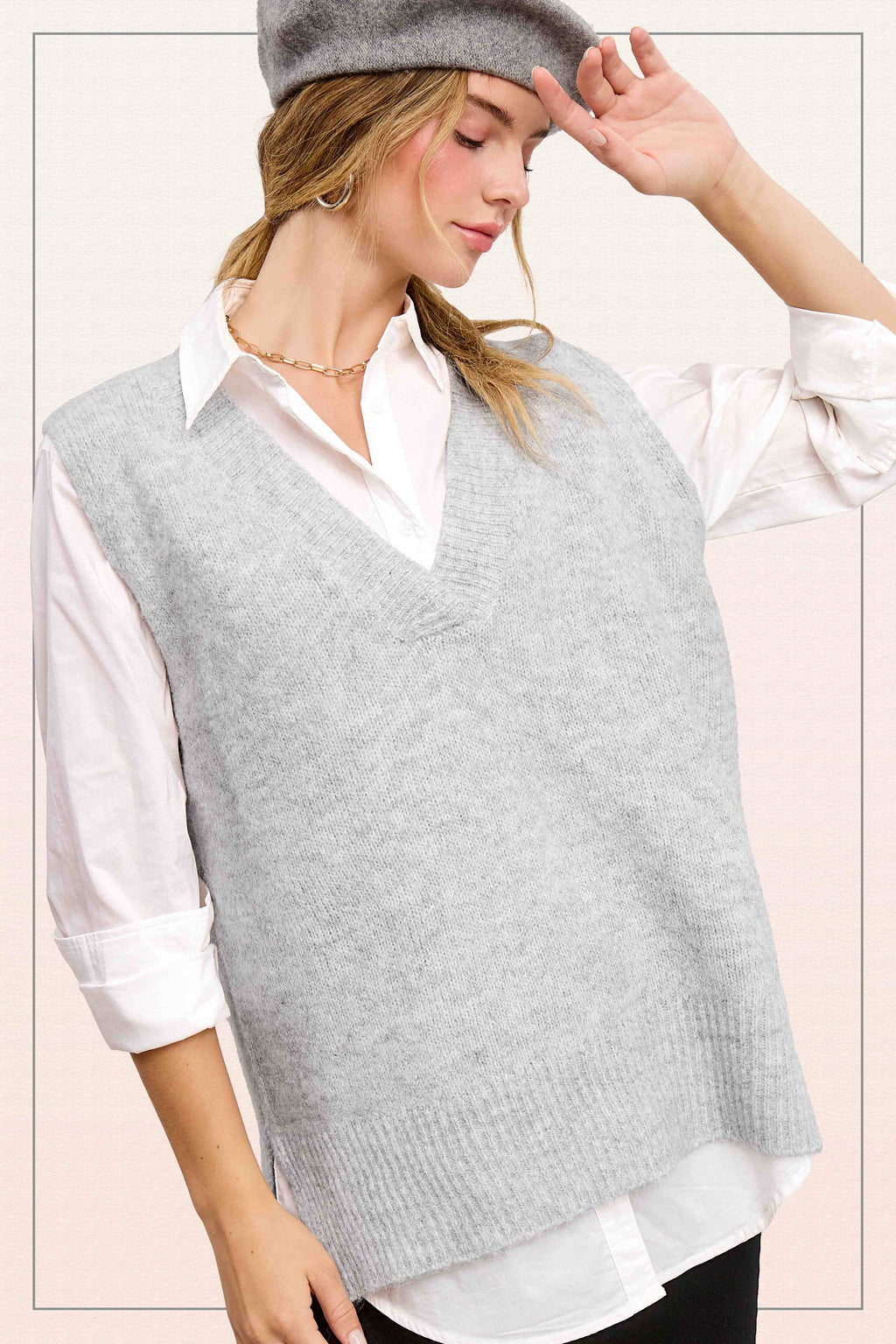 Oversized Soft Knit Sweater Vest
