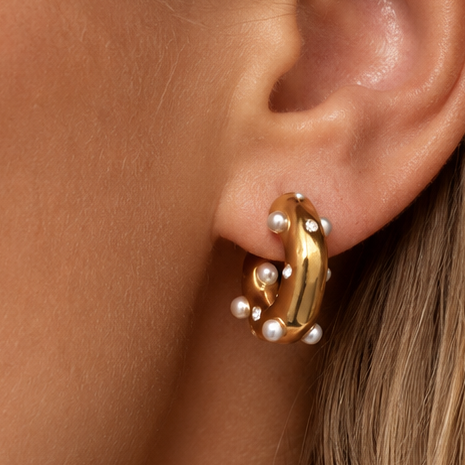 18K Gold Plated Waterproof Stainless Steel Hoop Earrings