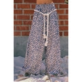 LEOPARD GATHERED WAIST BARREL LEG SWEATPANTS