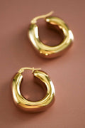 18K Gold Plated Waterproof Stainless Steel Hoop Earrings
