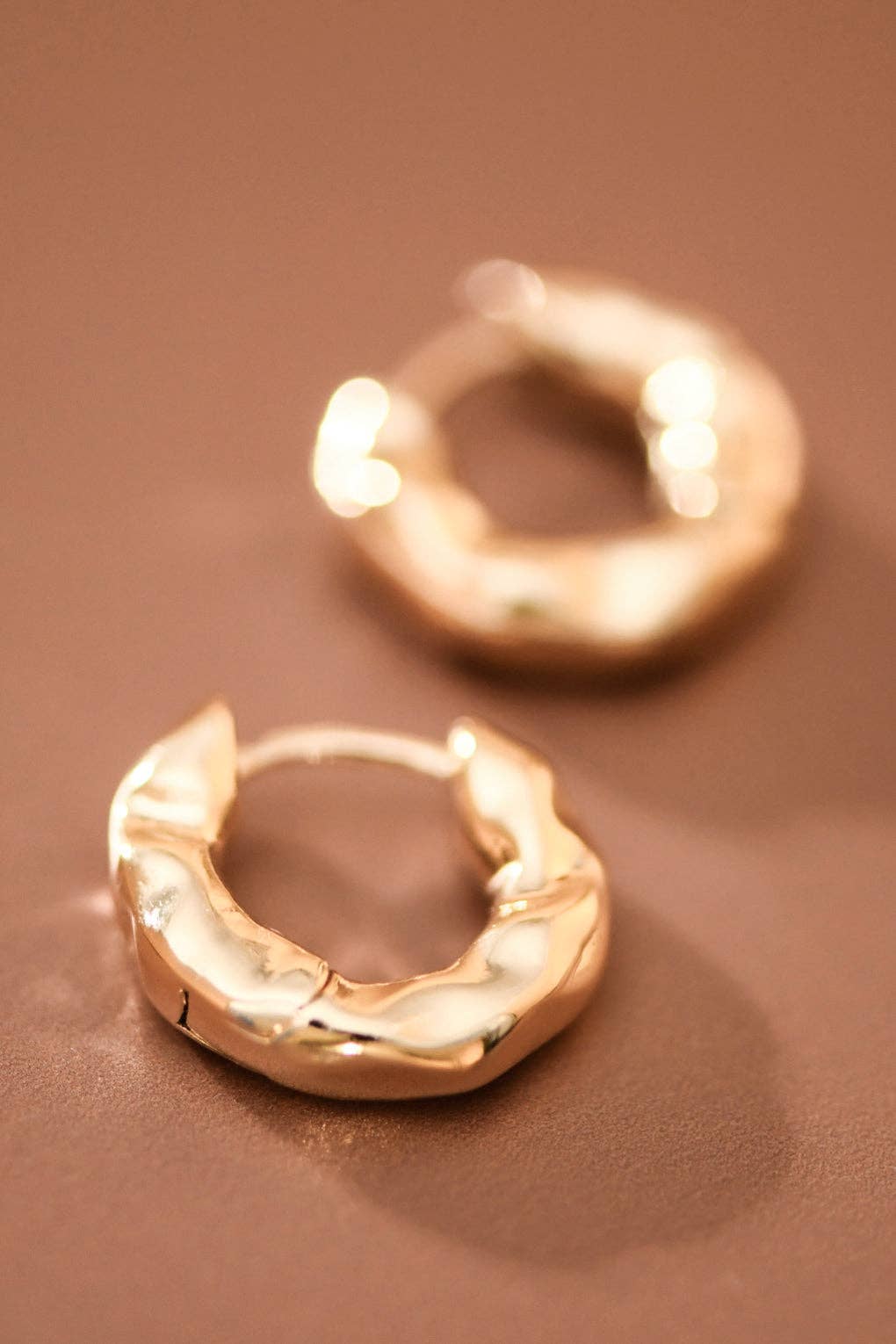 Gold Plated Small Hammered Hoops