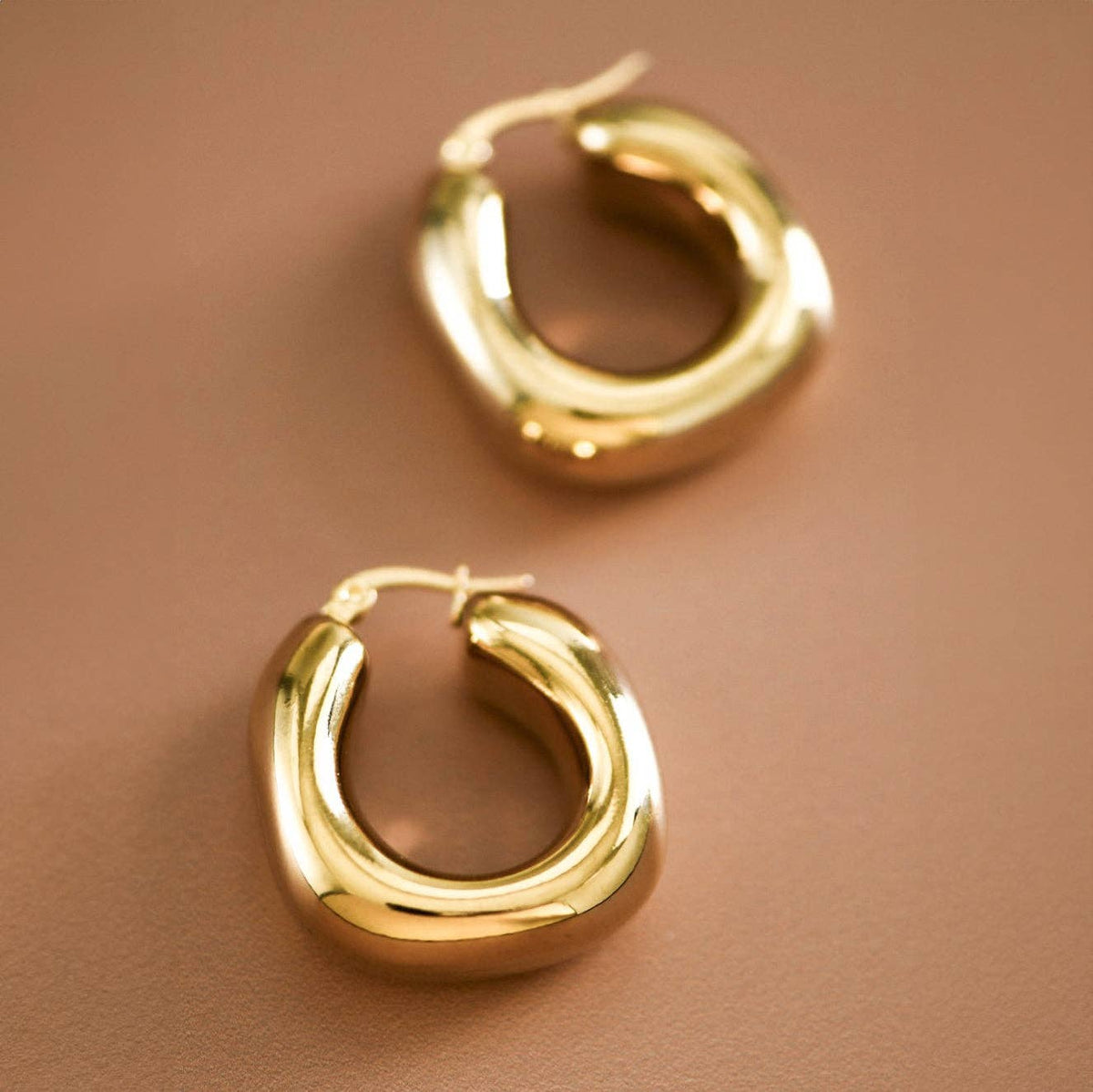18K Gold Plated Waterproof Stainless Steel Hoop Earrings