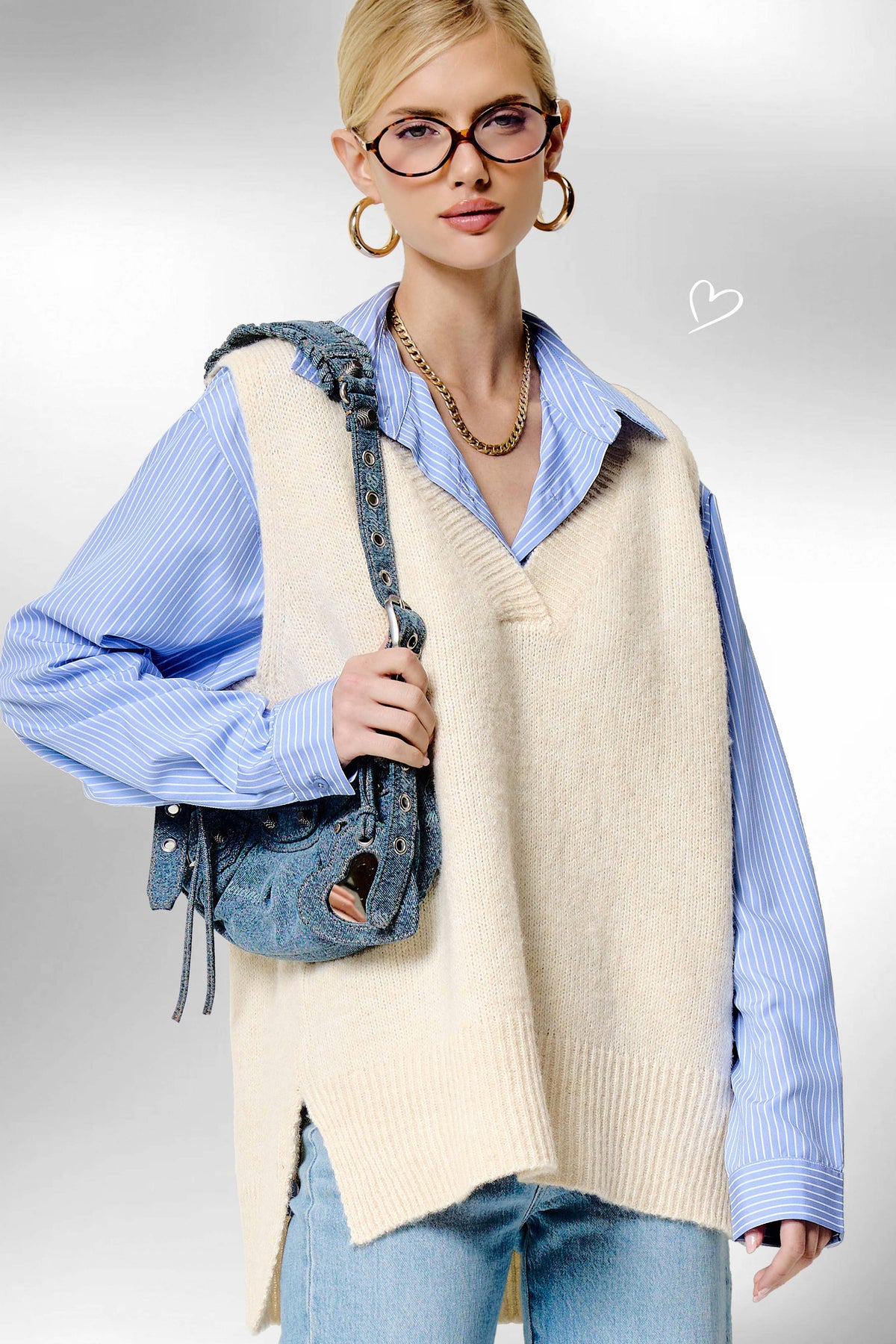Oversized Soft Knit Sweater Vest