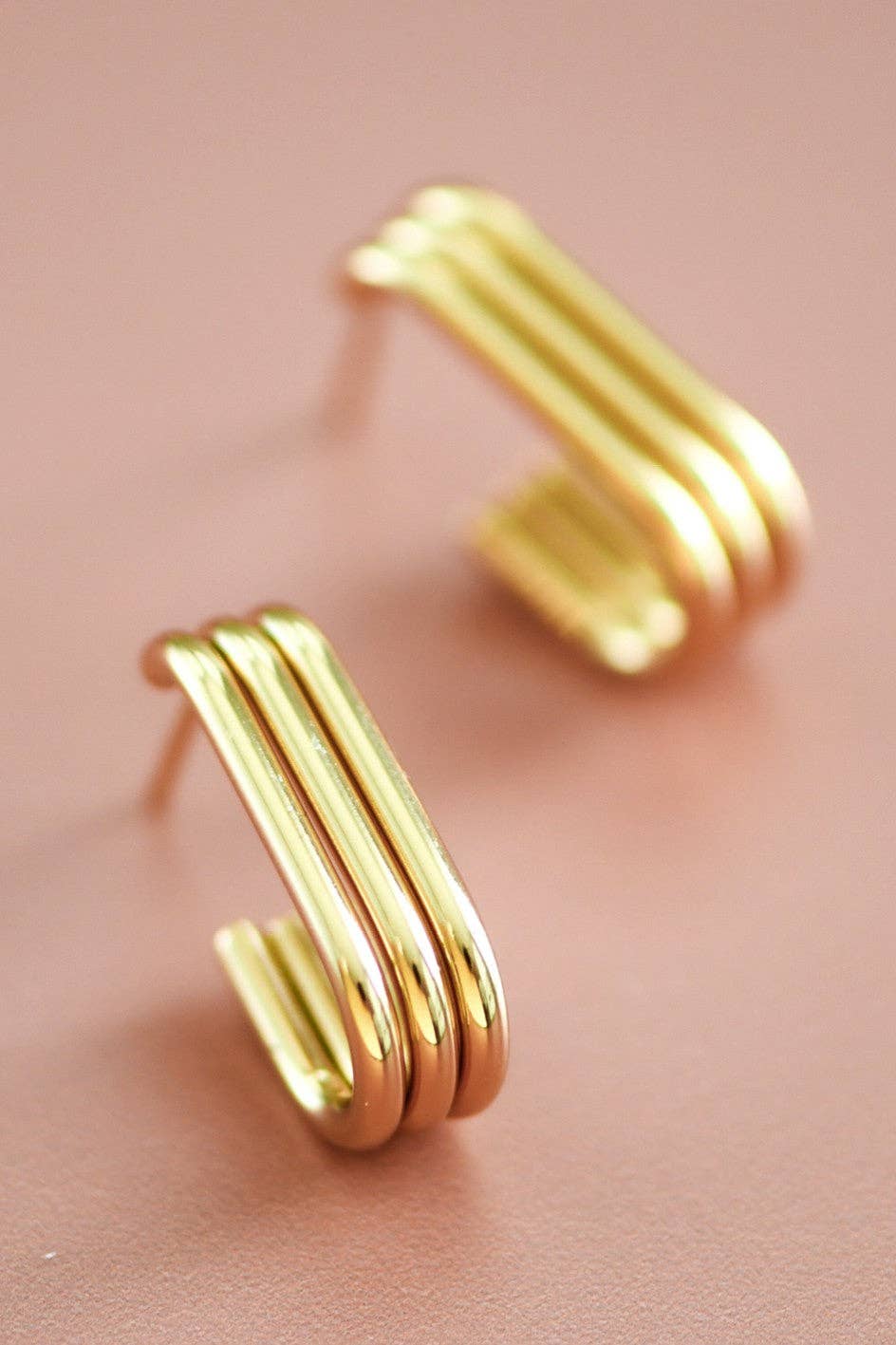 18K Gold Plated Waterproof Stainless Steel Hoop Earrings