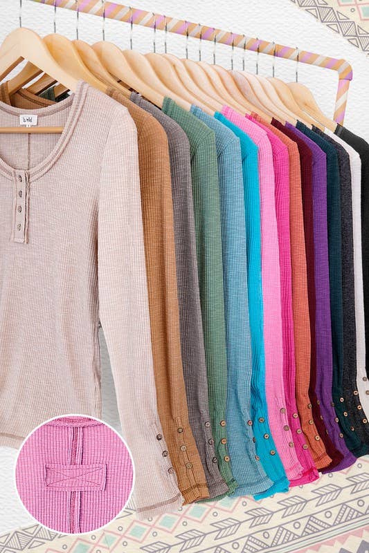Jersey Knit Henley Top