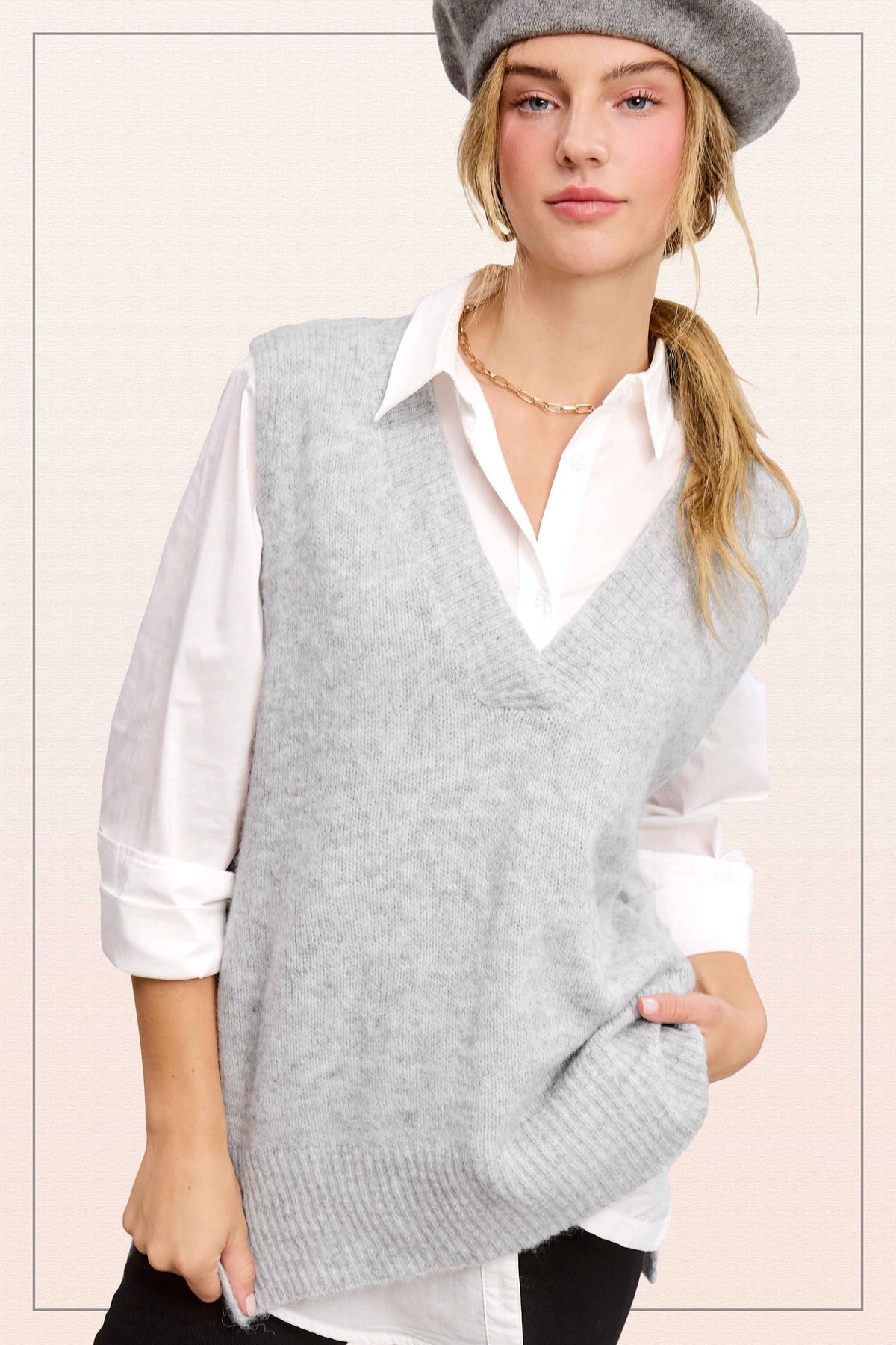Oversized Soft Knit Sweater Vest