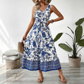 Blue & White Floral Maxi Dress