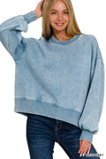 Acid Wash Fleece Oversized Pullover
