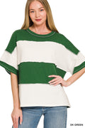 French Terry Color Block Exposed Seam Top