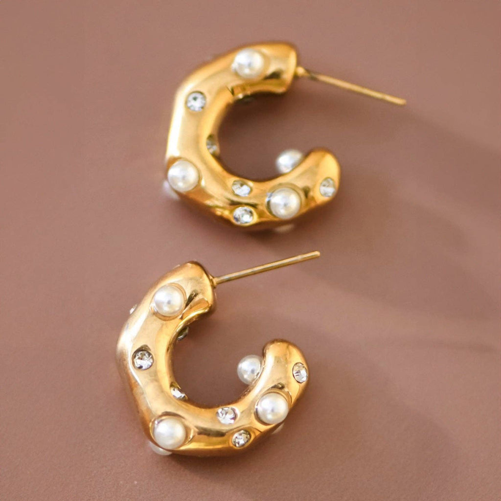 18K Gold Plated Waterproof Stainless Steel Hoop Earrings
