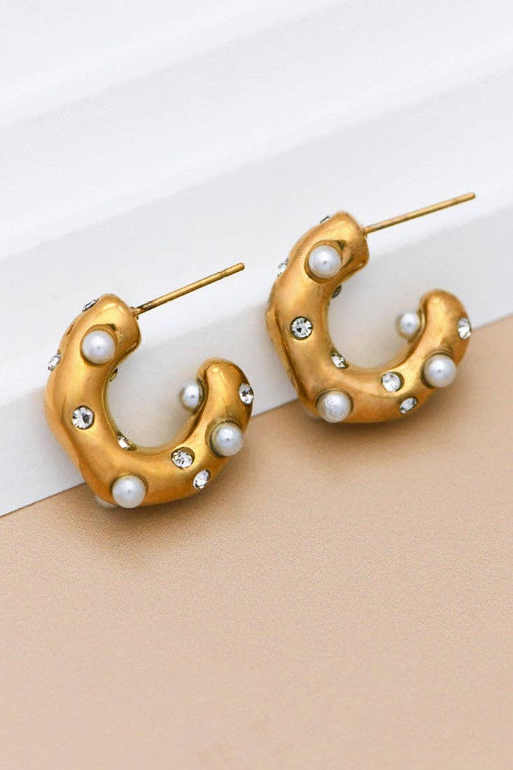 18K Gold Plated Waterproof Stainless Steel Hoop Earrings