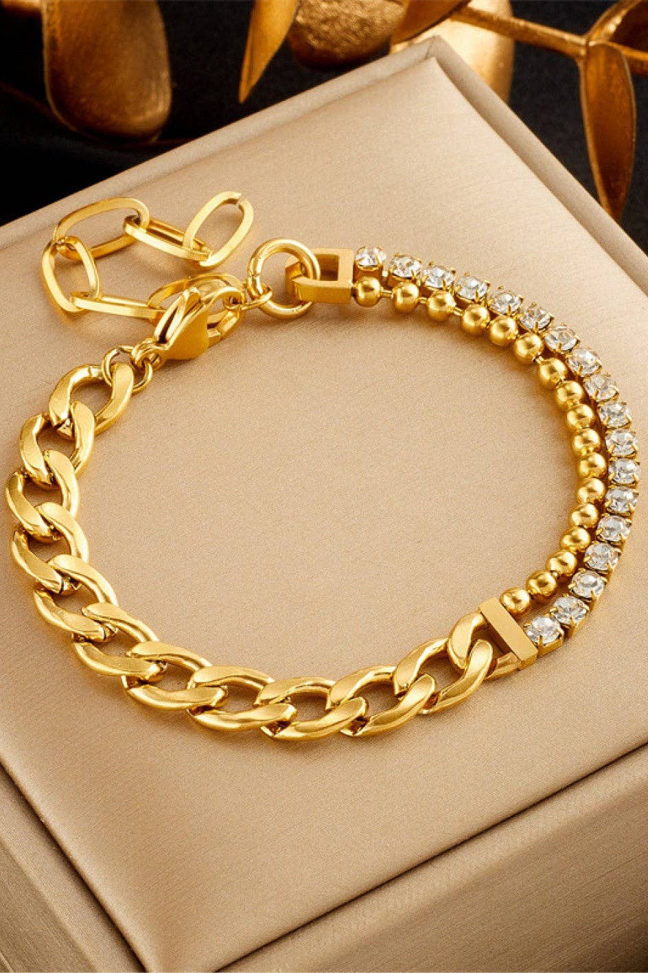 18K Gold PVD Plated Waterproof Stainless Steel Chain Bracelet