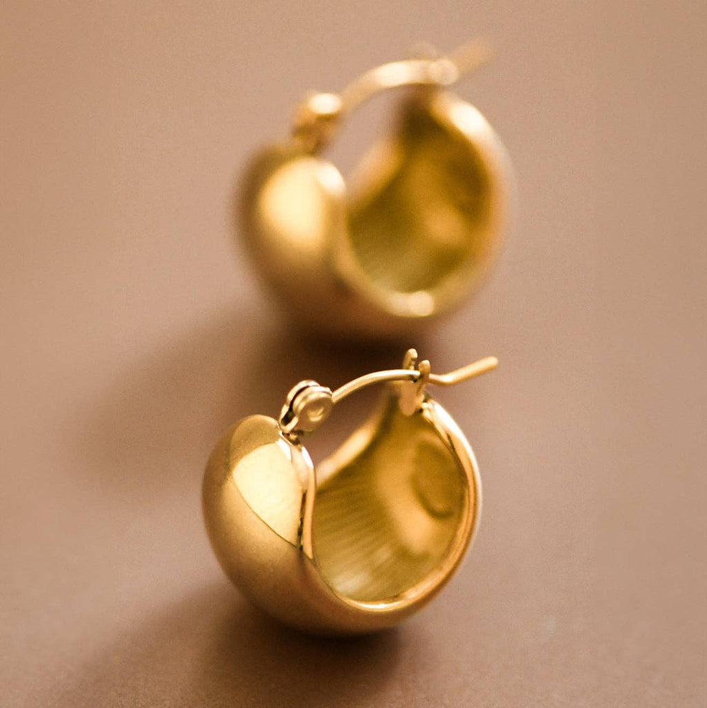18K Gold Plated Waterproof Stainless Steel Hoop Earrings