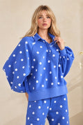Playful Dot Quarter Zip (Blue)