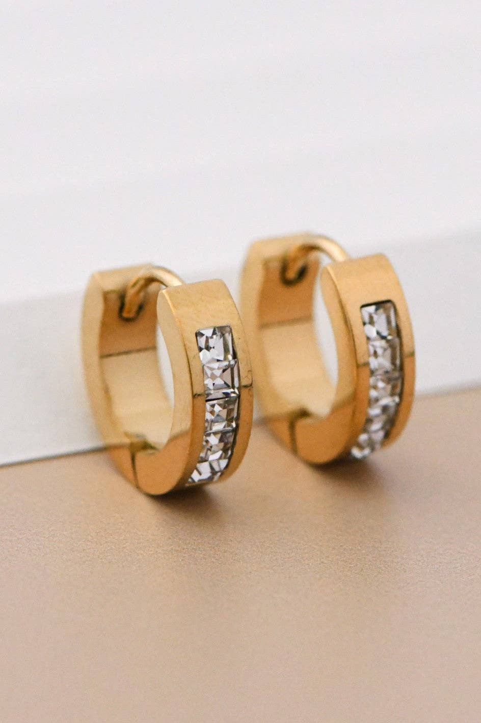 18K Gold Plated Waterproof Stainless Steel Hoop Earrings