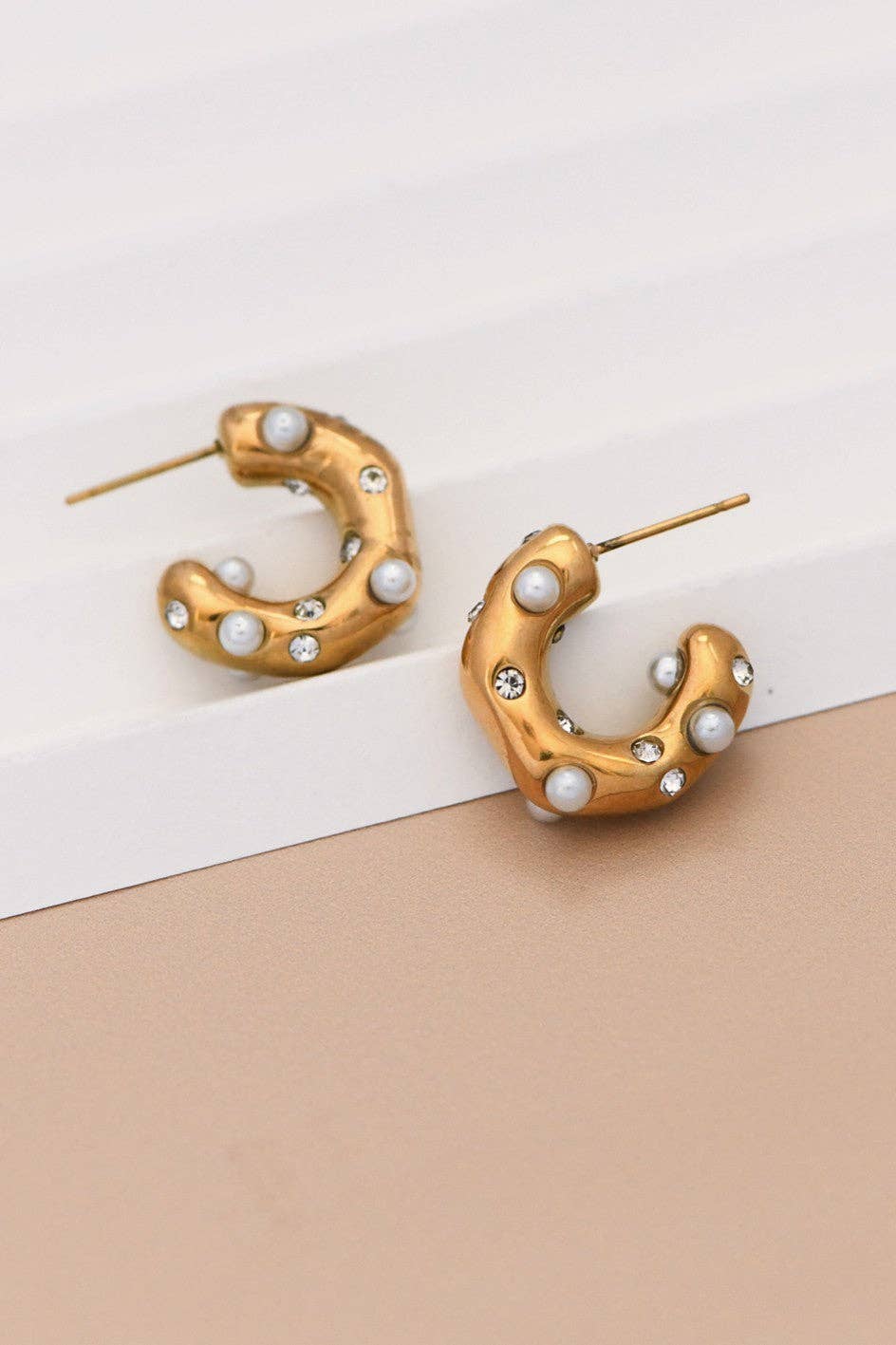 18K Gold Plated Waterproof Stainless Steel Hoop Earrings