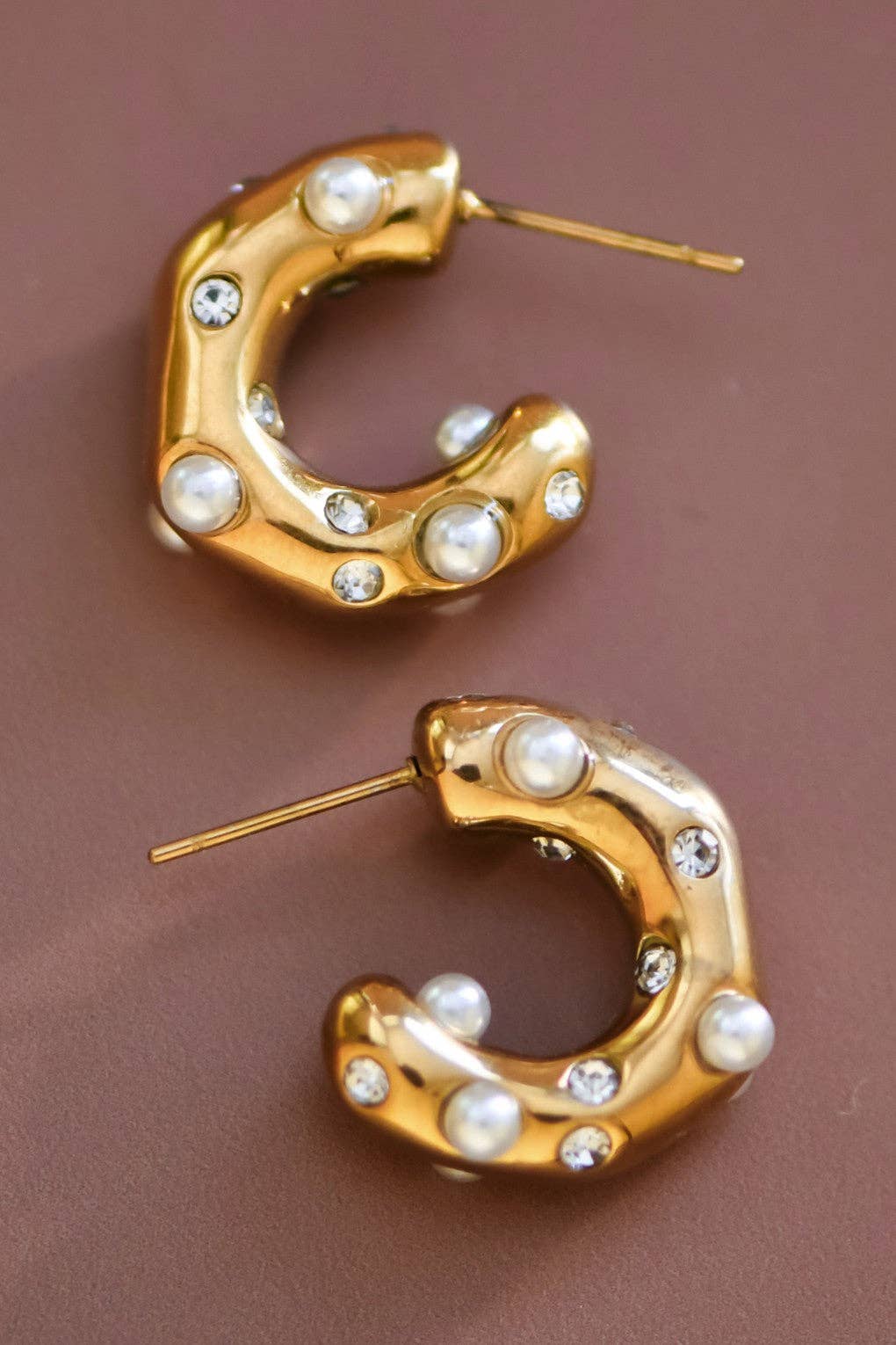 18K Gold Plated Waterproof Stainless Steel Hoop Earrings