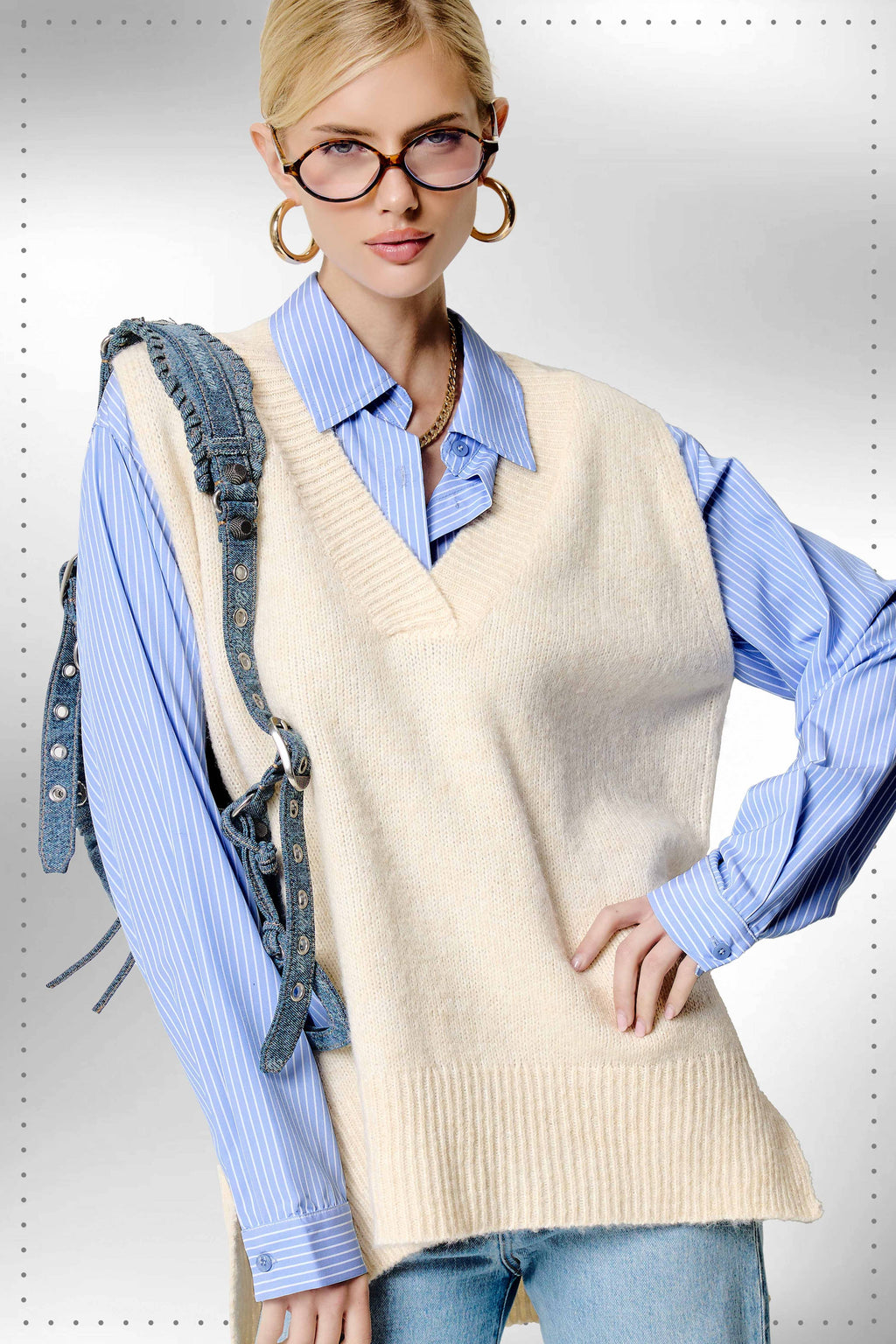 Oversized Soft Knit Sweater Vest