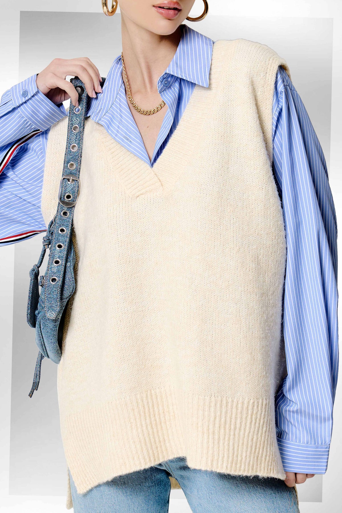 Oversized Soft Knit Sweater Vest