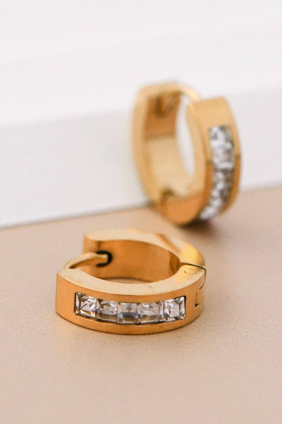 18K Gold Plated Waterproof Stainless Steel Hoop Earrings