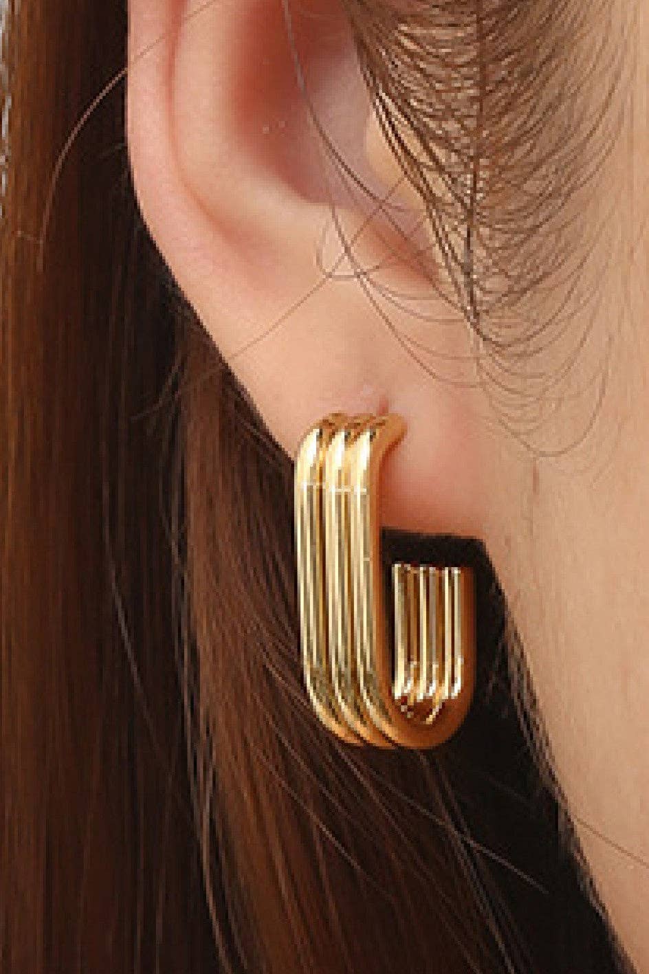 18K Gold Plated Waterproof Stainless Steel Hoop Earrings