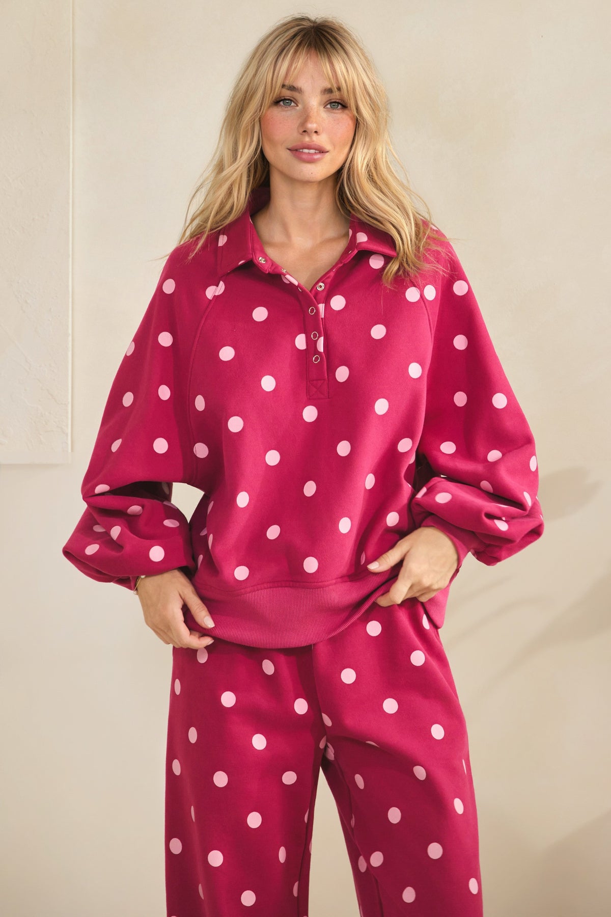 Playful Dot Quarter Button (Pink)